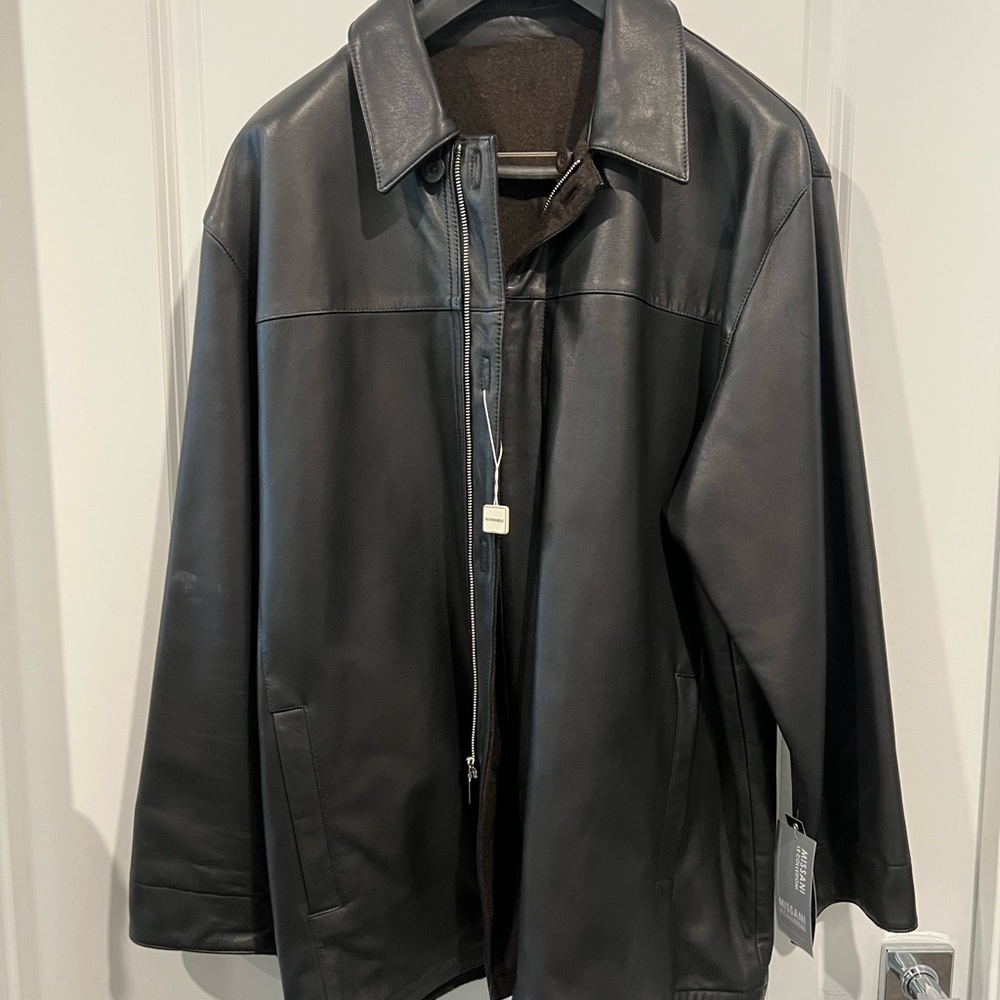 Men's Black Leather Jacket - Reversible to Suede